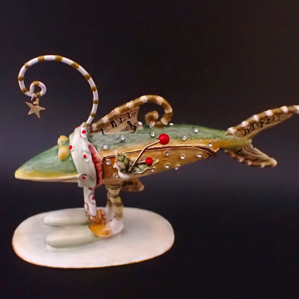 Dept.56 Jeweled FISH metal hinged box.  Whimsical/Holiday/Xmas